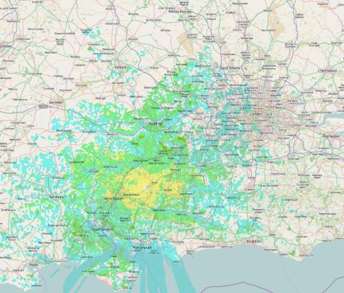 GB3SN Coverage Map